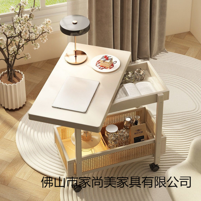 移动茶几可折叠桌子小户型客厅家用沙发阳台餐桌两用实木中古推车