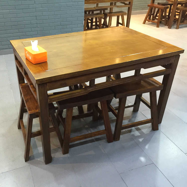 炭化木八仙桌 生产炭化木家具 餐厅饭店酒楼仿古餐桌椅实木中式