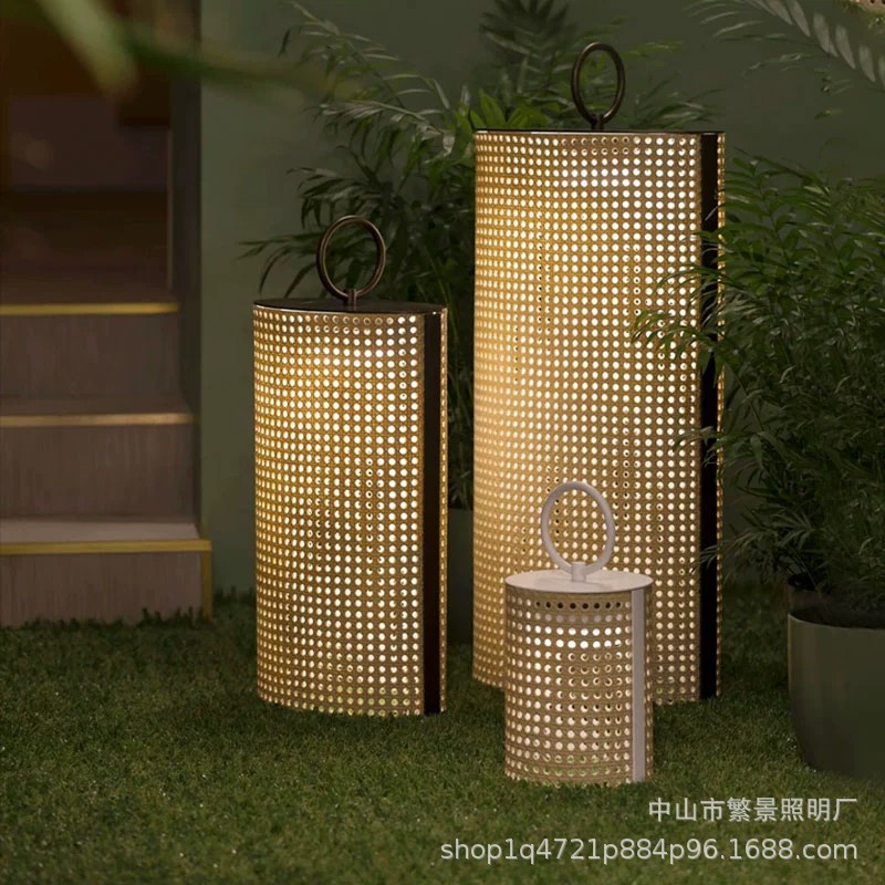 户外庭院落地灯别墅花园露台景观灯室外草坪灯装饰氛围灯藤编灯具