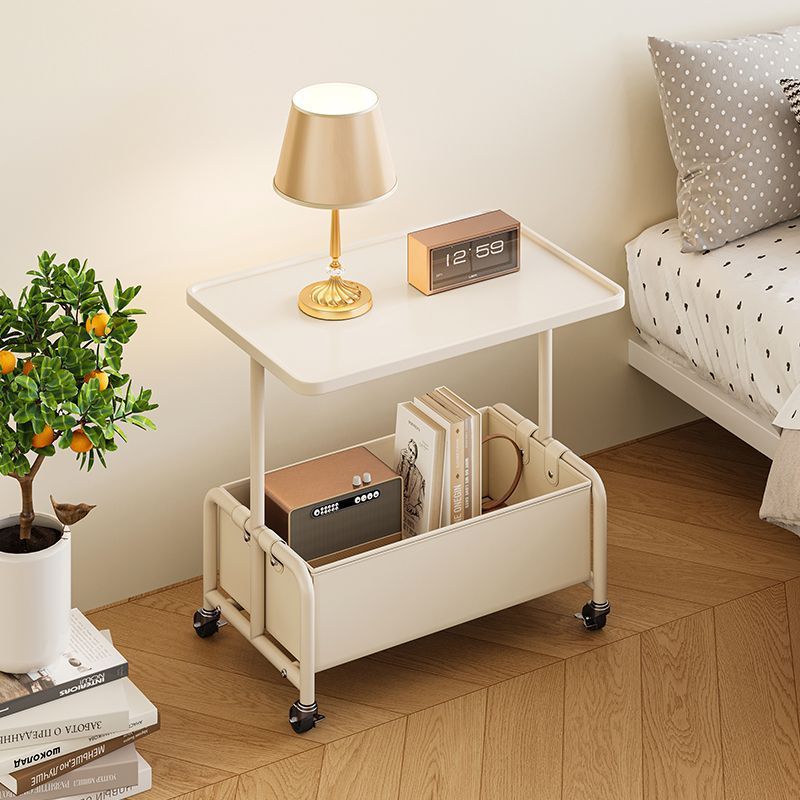 2025可移动床头柜子床边置物架小边几现代简约小型柜岩板台面滚轮