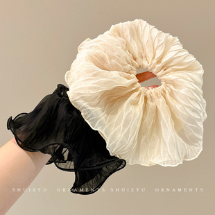 超大网纱褶皱大肠发圈女扎头皮筋发绳高级感洋气时尚头花头绳头饰