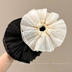 超大褶皱网纱大肠发圈女高级感洋气时尚扎头皮筋发绳头花头绳头饰