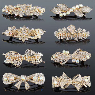 女式小号甜美蝴蝶水钻合金弹簧夹发夹盘发顶夹头饰
