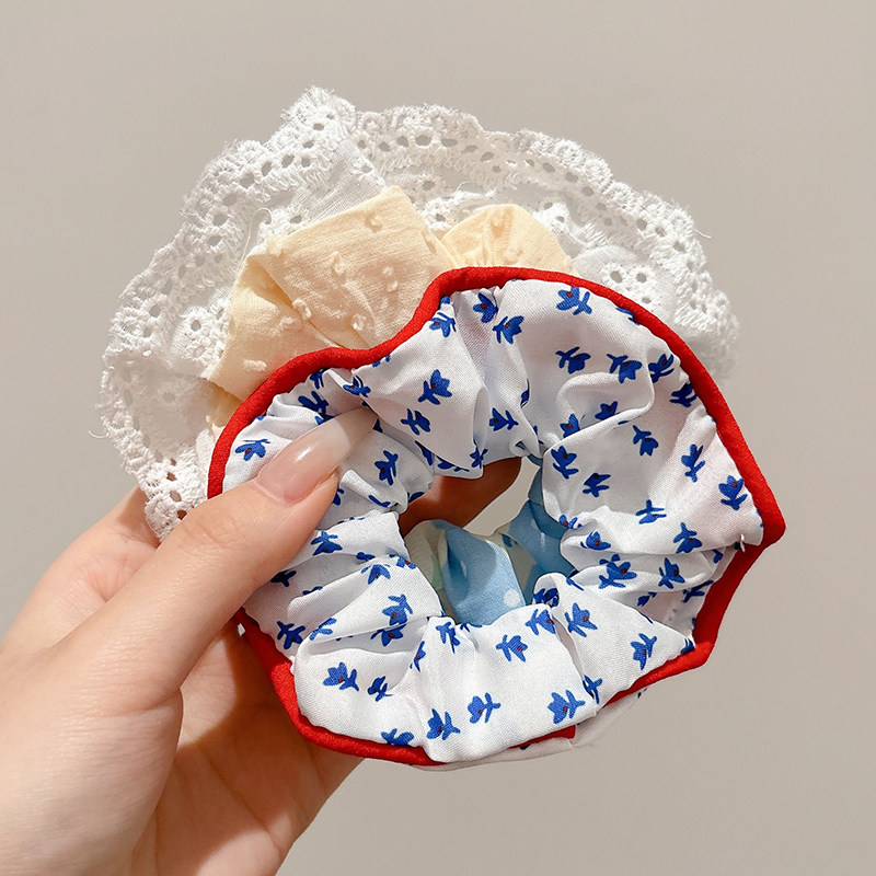 超仙碎花格子大肠发圈女森系可爱丸子头肥肠头花发绳甜美头饰头绳