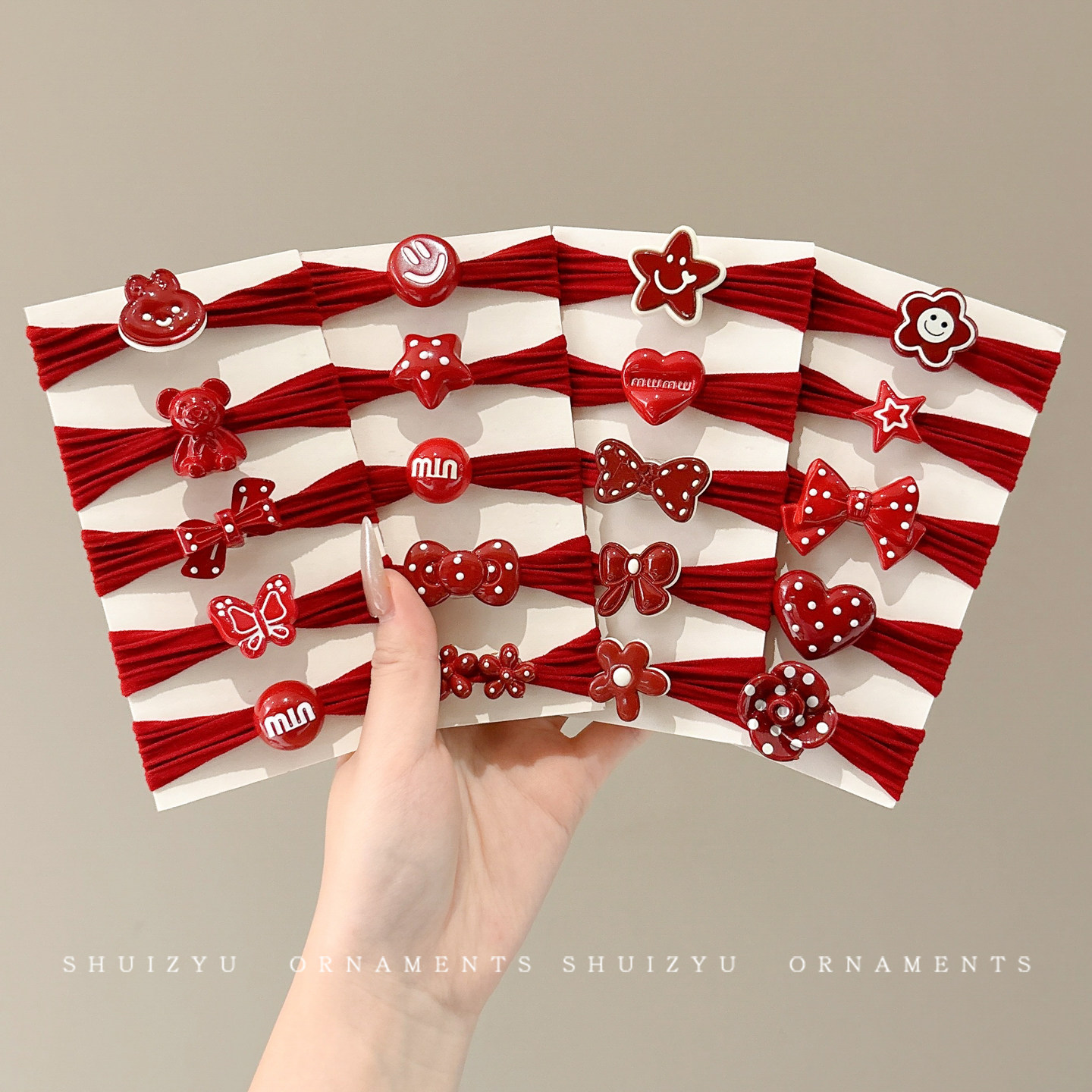 儿童头绳红点蝴蝶结高弹力发圈不伤发橡皮筋小女孩扎头发辫子发绳