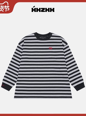 XXZXX条纹长袖T恤圆领男女同款潮牌童装亲子装2025年秋季新款2116