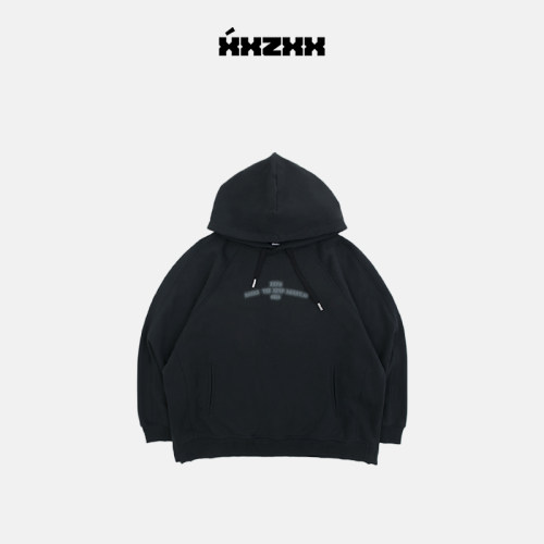 XXZXX潮牌黑色连帽卫衣纯棉套头