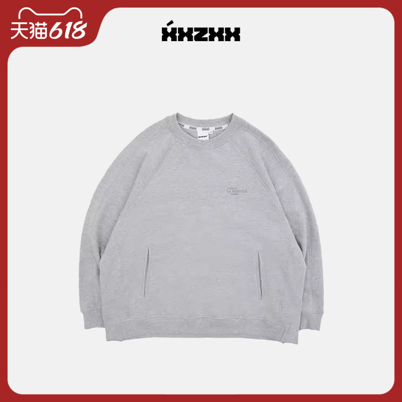 XXZXX灰色圆领卫衣男女纯棉套头上衣潮牌童装亲子装 秋季新款 201