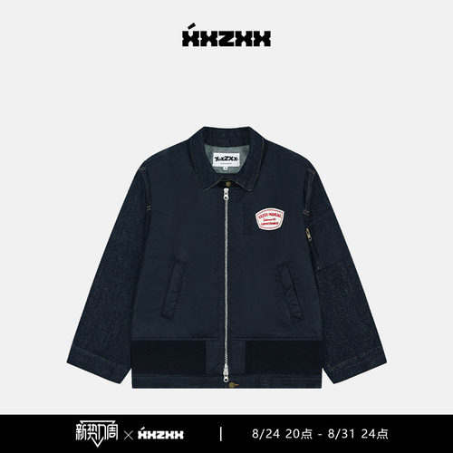 XXZXX拼接假两件牛仔夹克外套