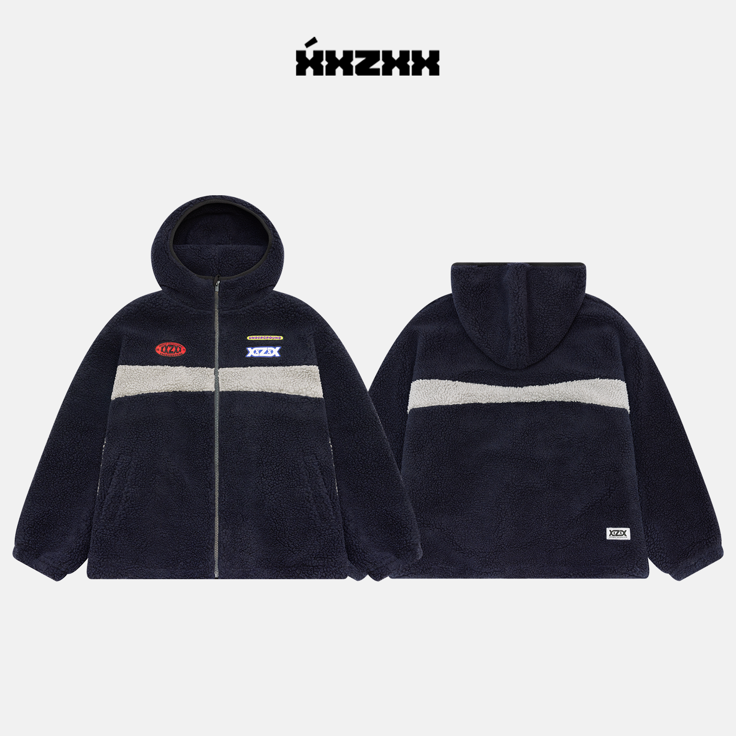 XXZXX撞色羊羔毛外套男女同款