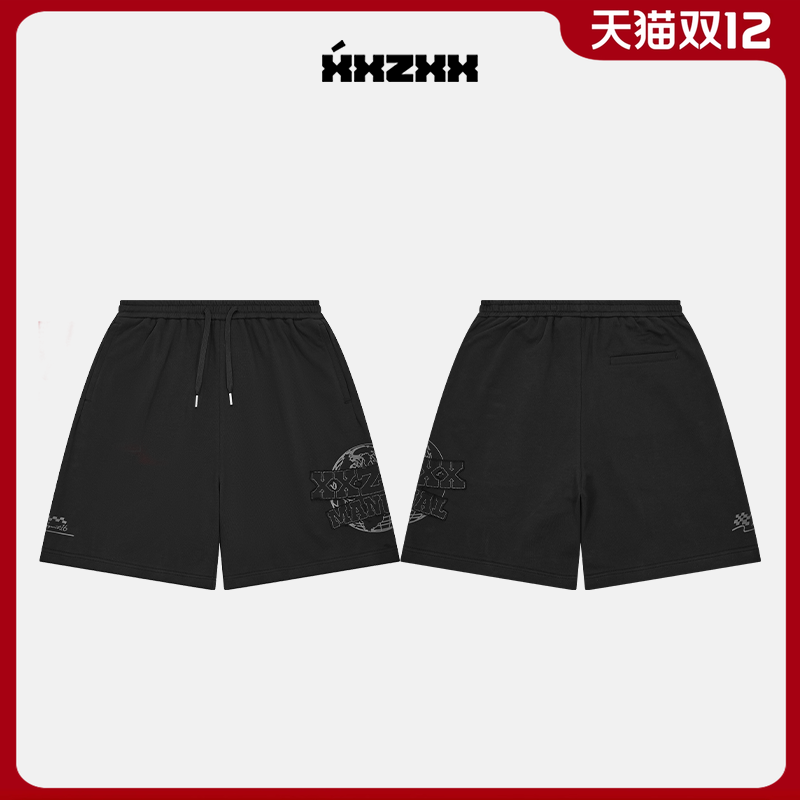 XXZXX潮牌毛边贴布绣LOGO短裤