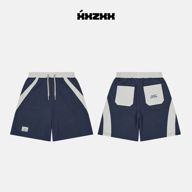 XXZXX潮牌撞色拼接休闲短裤男女