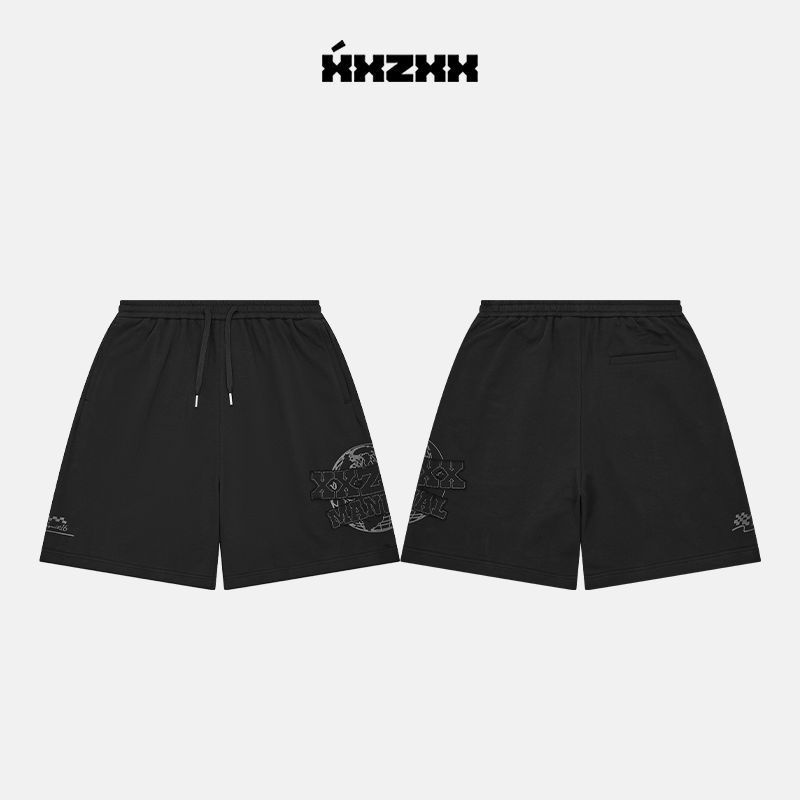XXZXX潮牌毛边贴布绣LOGO短裤