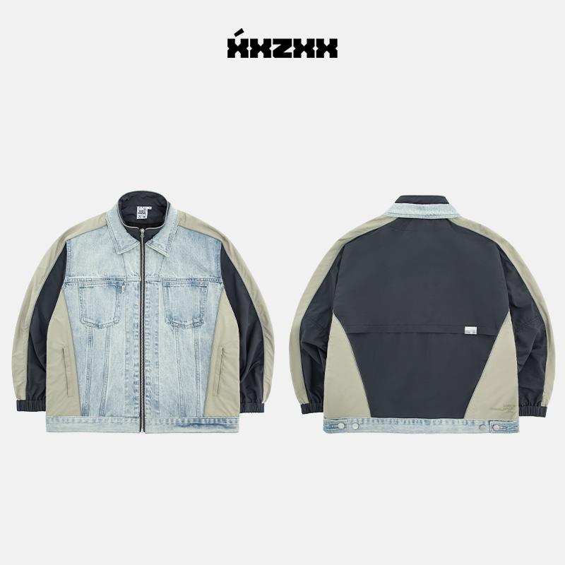 XXZXX潮牌拼接牛仔外套夹克男女