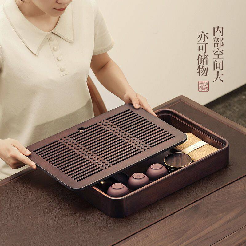 茶盘茶具托盘新款家用高档小茶台带排水竹制简易沥水干泡台蓄水式