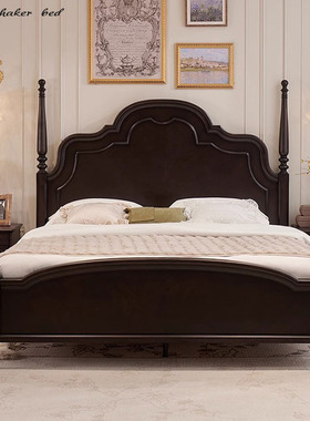 LDAD法式复古全实木黑色安娜双人床美式现代简约主卧室1.8米大床