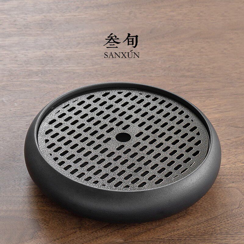 叁旬茶盘陶瓷储水小茶台家用茶具干泡盘茶海轻奢简约新中式茶托盘