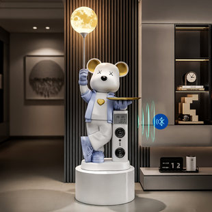 暴力熊落地摆件高级感入户玄关装 饰客厅大型家居摆设温度湿度计
