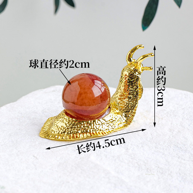 天然水晶球小蜗牛摆件粉水晶紫水晶原石圆球diy创意蜗牛动物摆件
