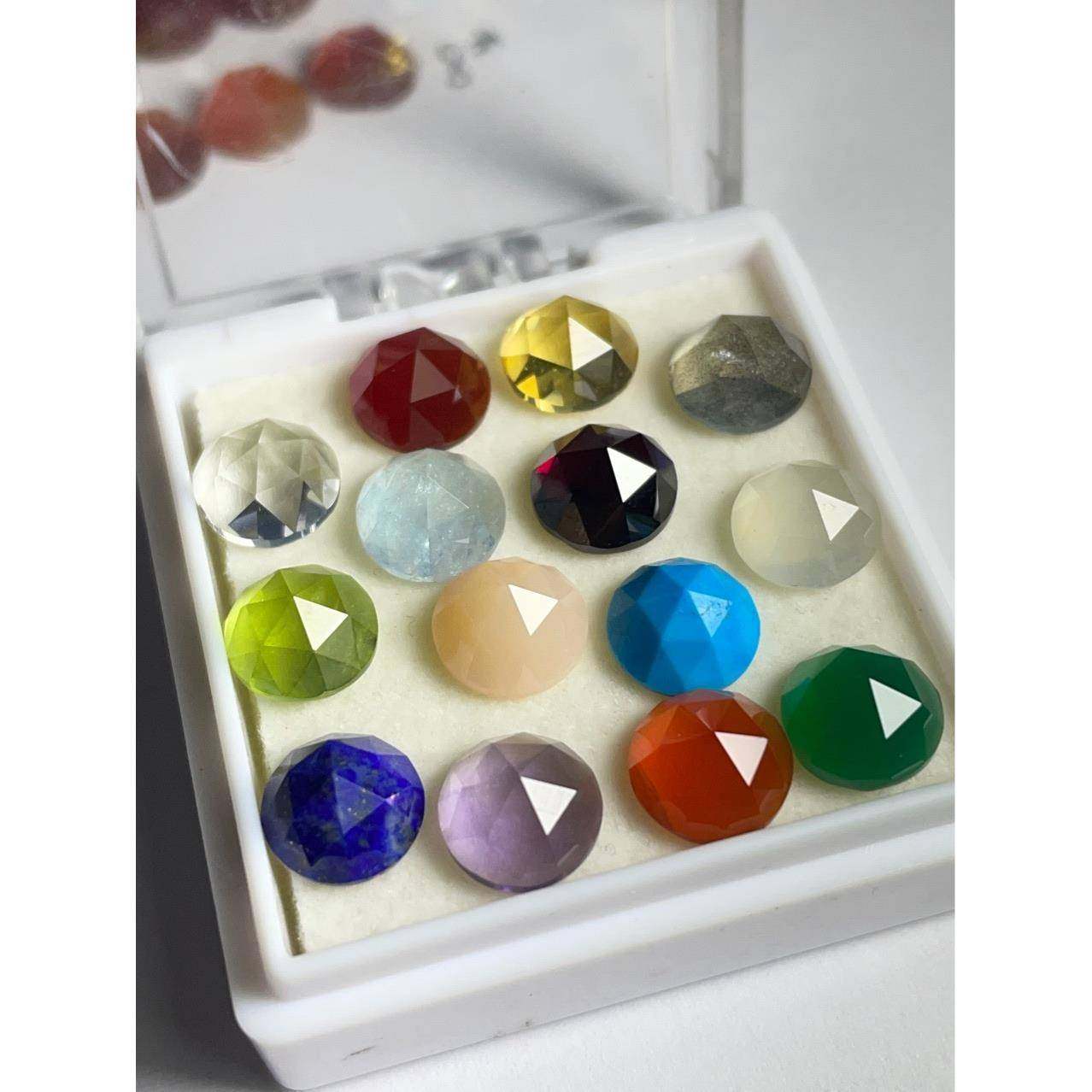 爆款天然青金石白月光紫黄晶红石榴拉长石松石海蓝宝玛瑙橄榄8Ｍ