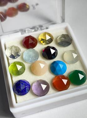 爆款天然青金石白月光紫黄晶红石榴拉长石松石海蓝宝玛瑙橄榄8Ｍ