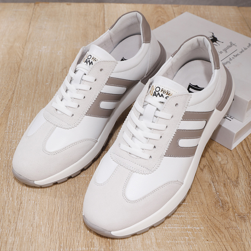 欧洲站2025新款男鞋春秋头层牛皮百搭厚底轻便手工运动慢跑时尚阿