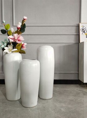 落地花瓶黑白陶瓷简n约现代水培装饰摆件多肉大花盆景德镇景观瓶