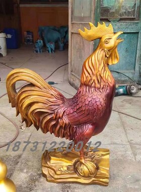 纯铜鸡动物雕塑室内客厅办公室B摆件铸铜全家福鸡雕塑现代铜雕