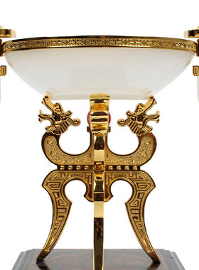 琉璃玉祥龙聚宝j盆工艺品摆件办公室装饰书架桌R面摆设开业商务送