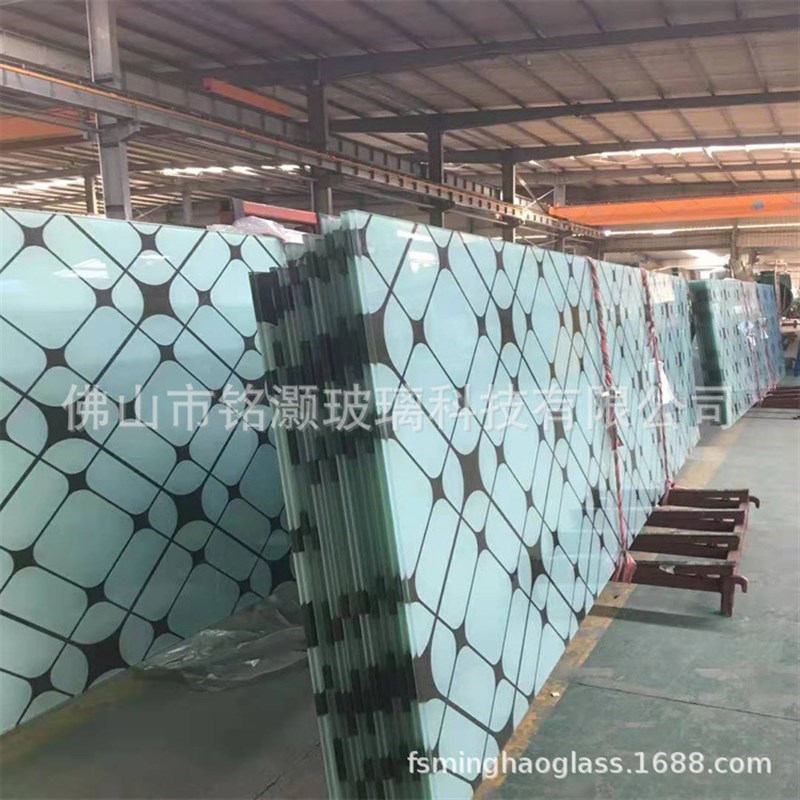 按图加工高温外墙磨p边彩釉丝印光学斜边工艺钢化玻璃倒边打孔
