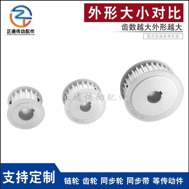 同步轮S8M5g0齿 AF两面平 铝合金氧化 50S8M400-A 高扭矩同步带轮