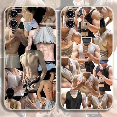 送闺蜜满屏腹肌男模手机壳适用苹果华为小米VIVO红米OPPO荣耀真我抽象离谱搞怪手机壳