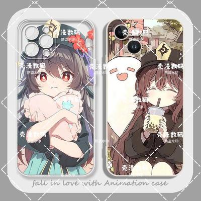 Q版胡桃喝奶茶手机壳情侣适用苹果17promax小米15pro华为mate70荣耀play红米vivoiqooOPPO全包原神胡桃保护套