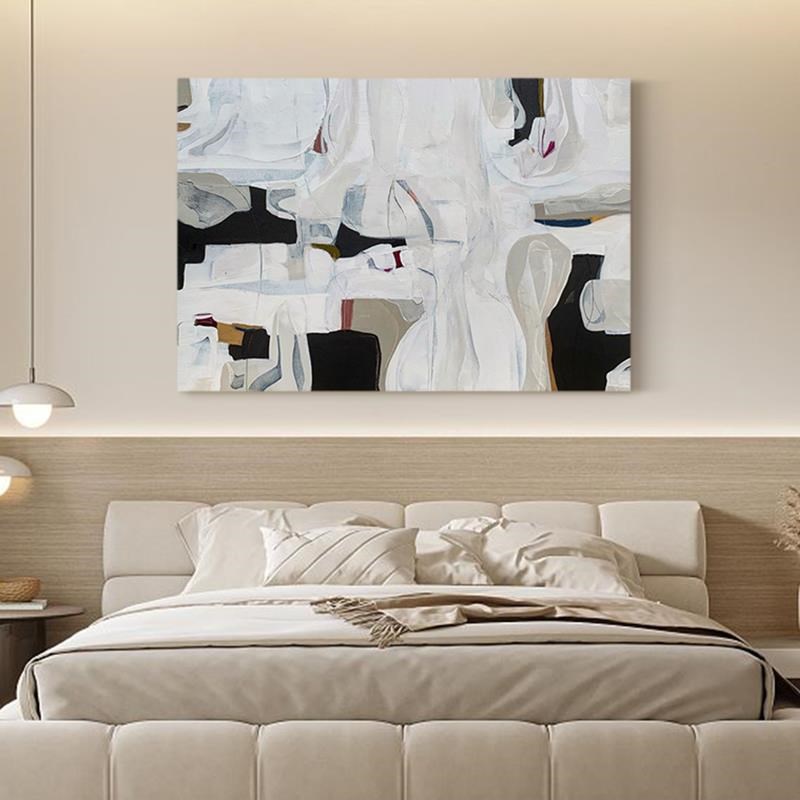 网红.纯寂手绘油画 n划象《川如山酒》侘风装饰画 划客厅景背墙现图片