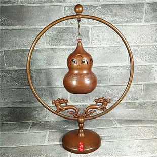 铜器红铜吊熏炉摆件 家居办公葫芦福绿寿摆件 铜香熏炉 送盘香
