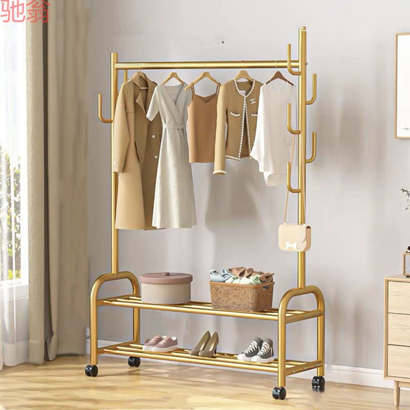 G3V加粗晾衣架落地室内网红晒衣架阳台卧室挂衣架家用简易单杆衣