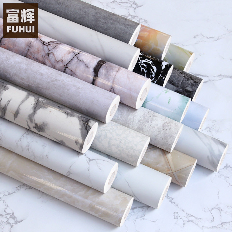 大理石纹墙纸自粘批发防水防潮壁纸桌面家具翻新厨房防油贴纸50米