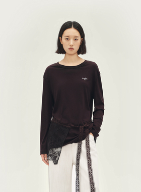 AVVENN棕咖色天丝羊毛针织衫可拆蕾丝屁帘时髦造型感AL91001519