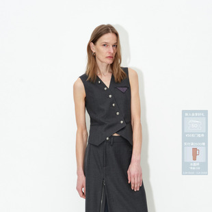 AVVENN绑带斜门襟精巧合身马夹上衣AM70701659