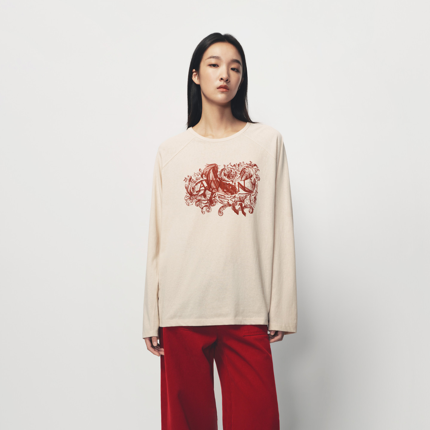 【小竹马胶囊】AVVENN撞色重影logo印花层次感短款T恤AK11001511