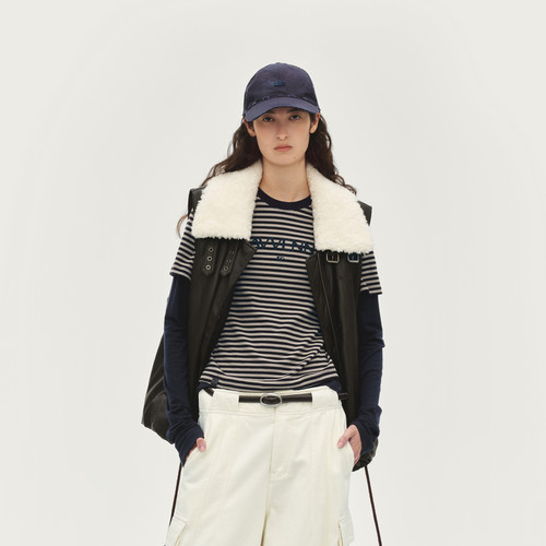 AVVENN拼毛羽绒刺绣logo下摆可调节收口马夹AL90505709