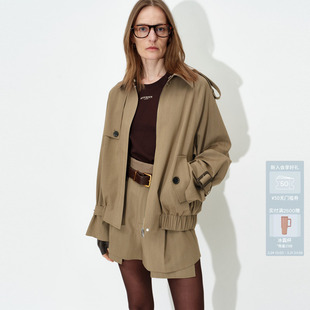 AVVENN大廓形插肩袖 可脱卸立体肩袢风衣外套AM70110821