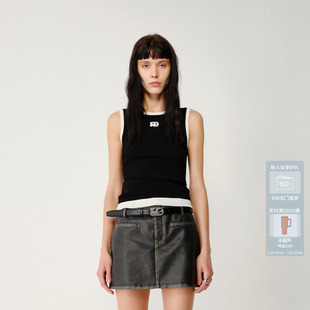 AVVENN撞色假两件叠穿设计针织无袖 背心AM1134