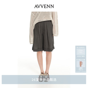 AVVENN直筒抽绳脚口翻边百搭梭织马裤 AK31303693