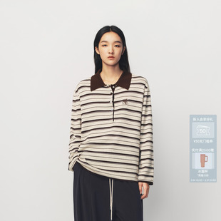 AVVENN条纹结构撞色门襟设计多色扣针织衫 AK10601653