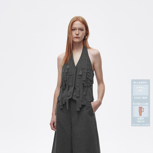 AVVENN设计师款 挂脖可调节切割流苏包容身形马夹AL10701656