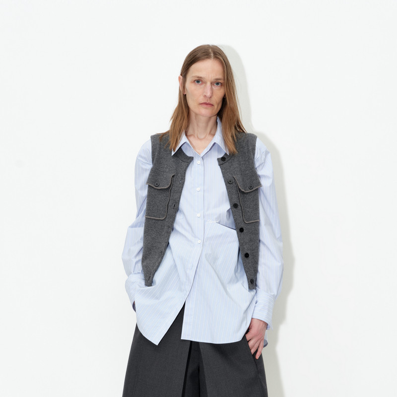 AVVENN修身小廓形多口袋羊绒马甲