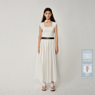 AVVENN棉感衬衫 连衣裙AM11103627 料随性大裙摆长款