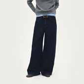 AVVENN复古竹节纹深原牛色牛仔裤 宽松直筒薄绒裤 配腰带AL91302623