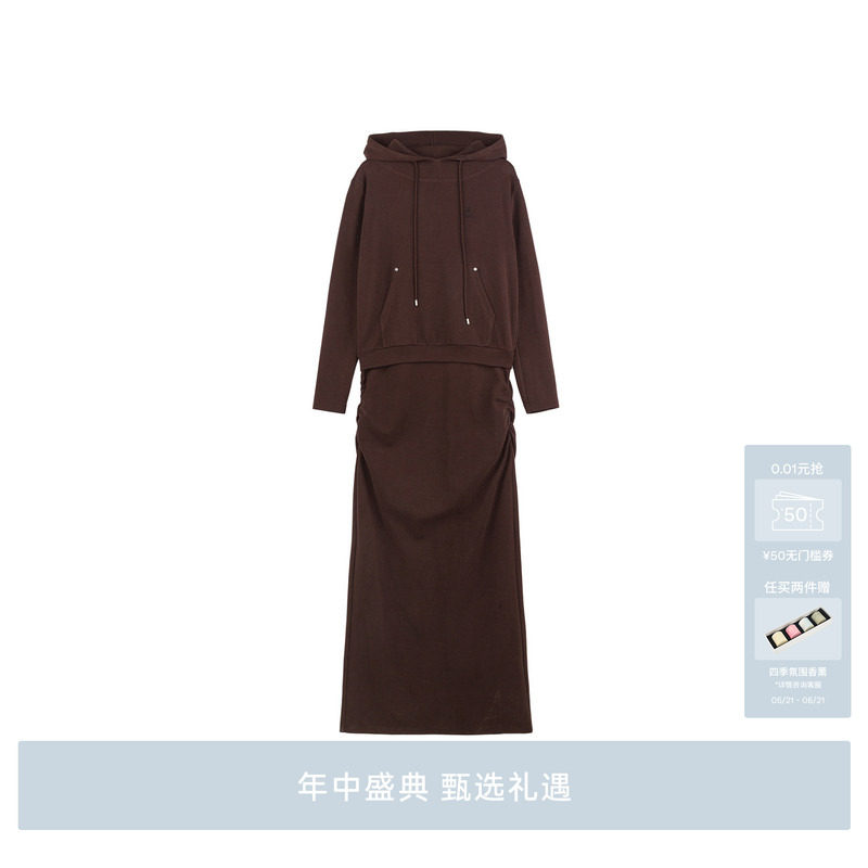 AVVENN质感丰厚收腰遮胯弹力卫衣连衣裙AM71101642